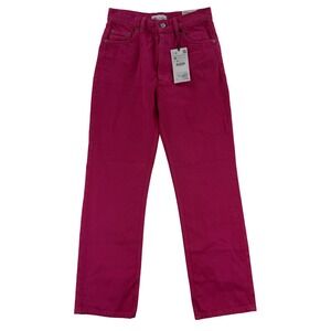 Zara Jeans Womens 4 Fuchsia High-Rise‎ Straight Fit Regular Length Hot Pink NWT